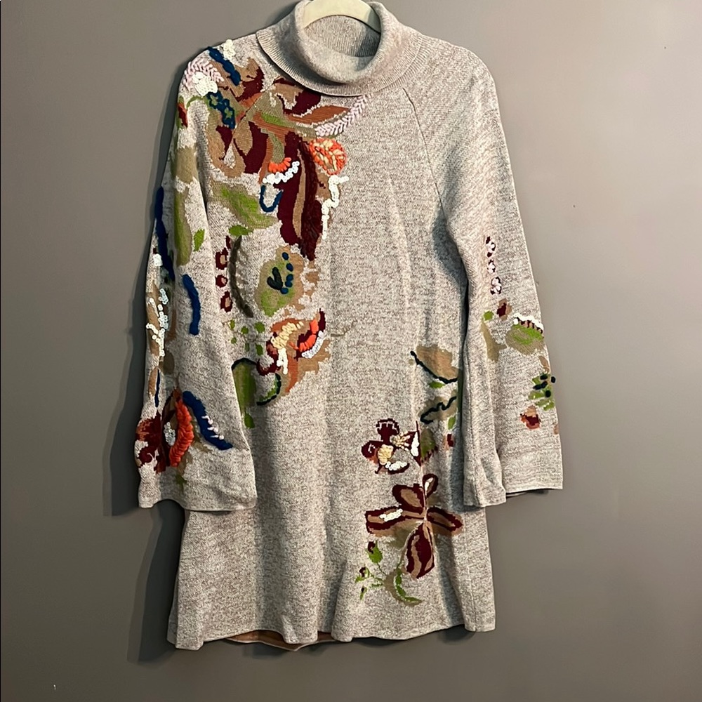 Anthropologie Knitted & Knotted Turtleneck Long Sleeve Sweater Dress